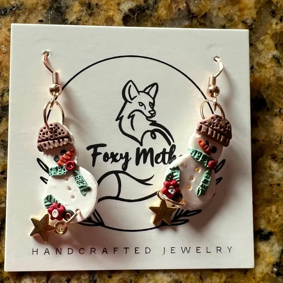 Cute snowman earrings - Picture 1 of 3